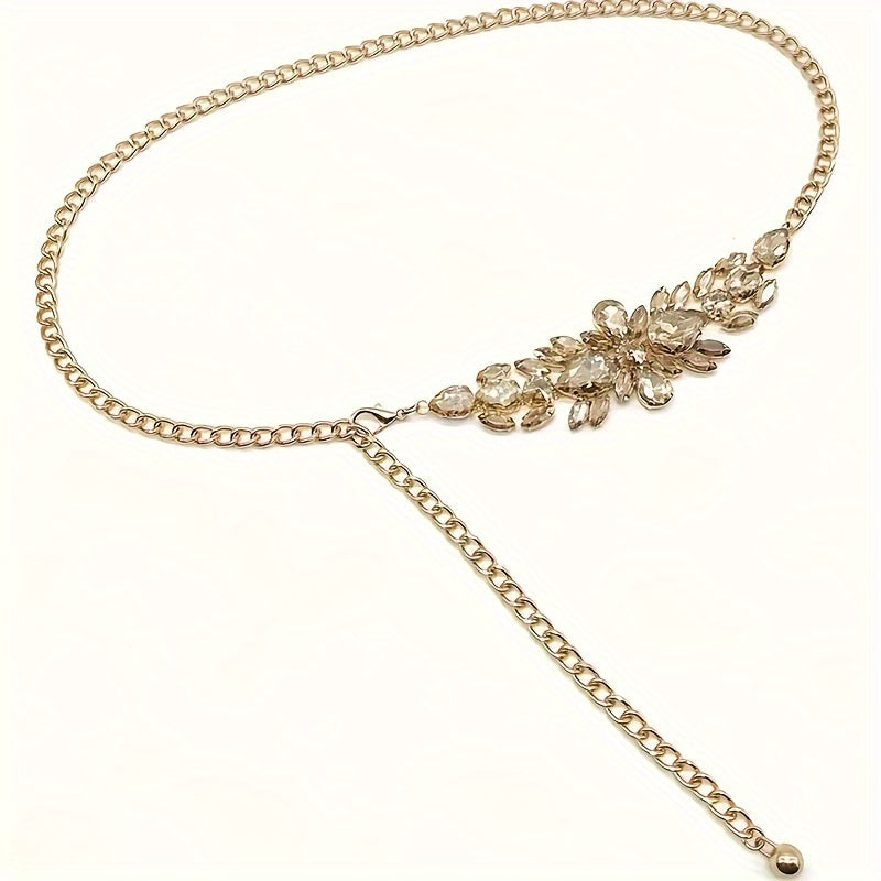 Elegant Adjustable Rhinestone Chain Belt