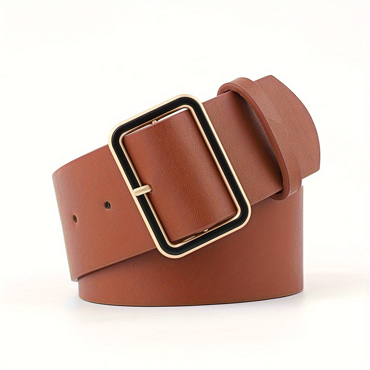 Vintage-Style Square Buckle Wide Strap Waist Accessory