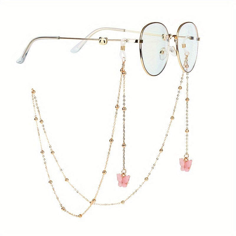 Cute Butterfly Pendant Eyewear Chain Multi-Purpose Anti-Slip Glasses Lanyard For Sunglasses & Readers