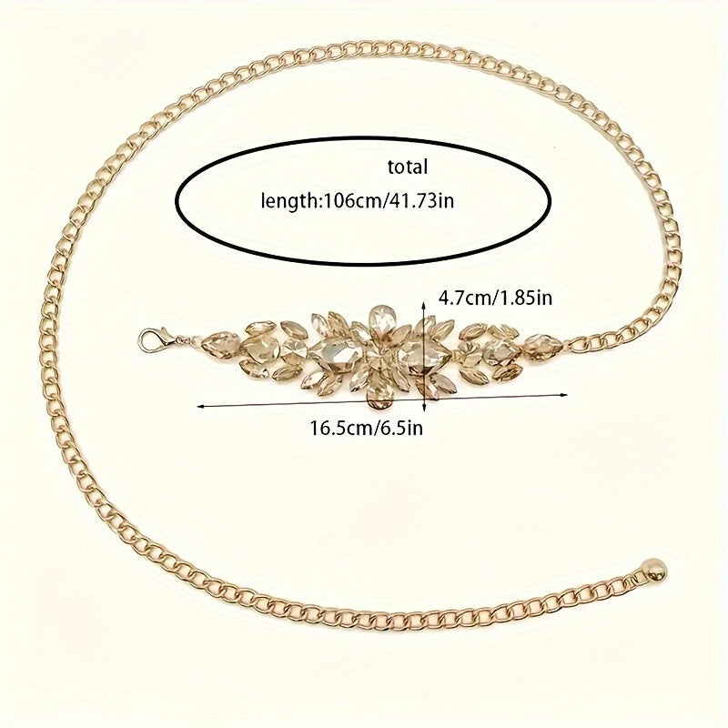 Elegant Adjustable Rhinestone Chain Belt