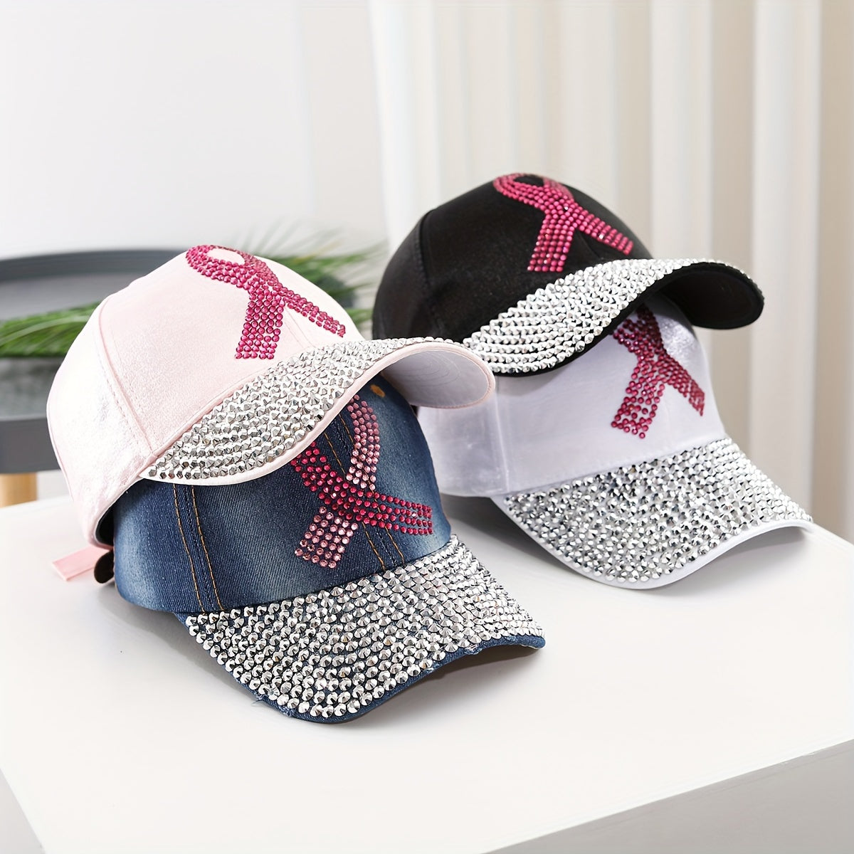 Bling Rhinestone Baseball Cap Sparkly Denim Cap