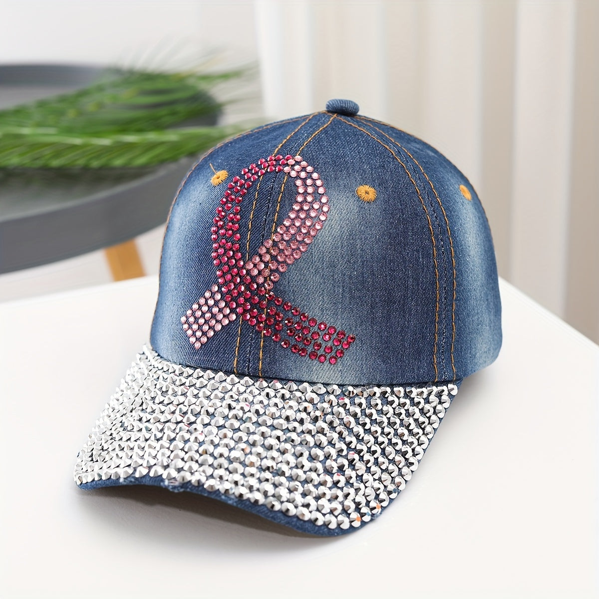 Bling Rhinestone Baseball Cap Sparkly Denim Cap