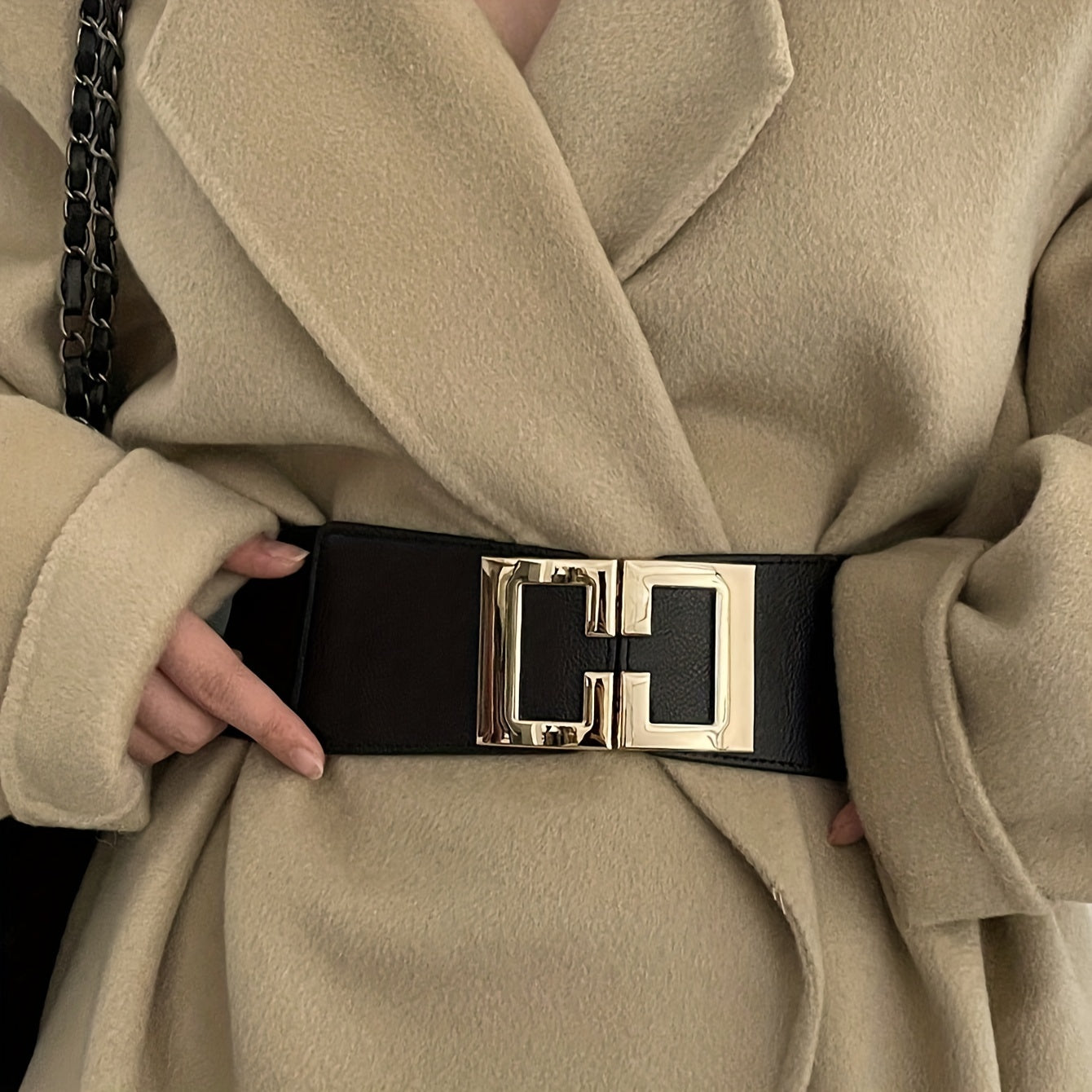 Trendy Geometric Buckle Wide Belt