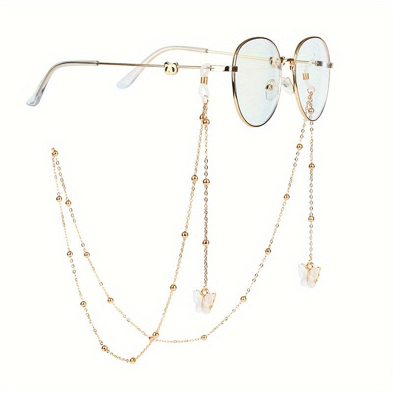 Cute Butterfly Pendant Eyewear Chain Multi-Purpose Anti-Slip Glasses Lanyard For Sunglasses & Readers