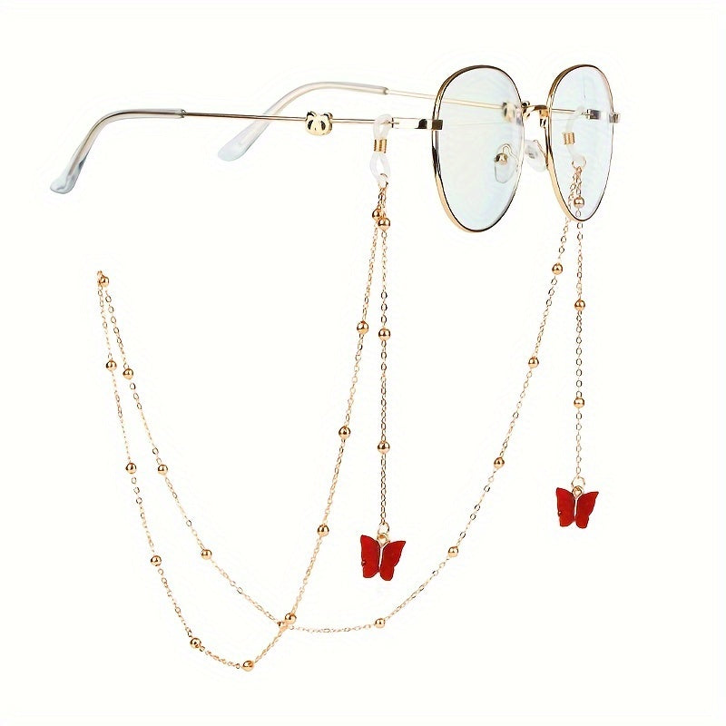 Cute Butterfly Pendant Eyewear Chain Multi-Purpose Anti-Slip Glasses Lanyard For Sunglasses & Readers